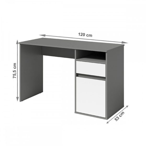 BILI PC asztal, sötétszürke-grafit-fehér