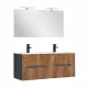 Trent Fürdőszobabútor 120 cm kerámia mosdóval tükörrel 60x120 cm antracit szürke-sunset tölgy