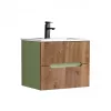 Trent 60 alsó fürdőszobabútor kerámia mosdóval (2 fiókos) pisztáciazöld-sunset tölgy