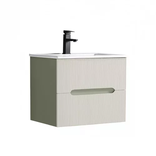 Trent 60 alsó fürdőszobabútor kerámia mosdóval (2 fiókos) olivazöld-fehér
