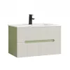 Trent 80 alsó fürdőszobabútor kerámia mosdóval (2 fiókos) pisztáciazöld-fehér