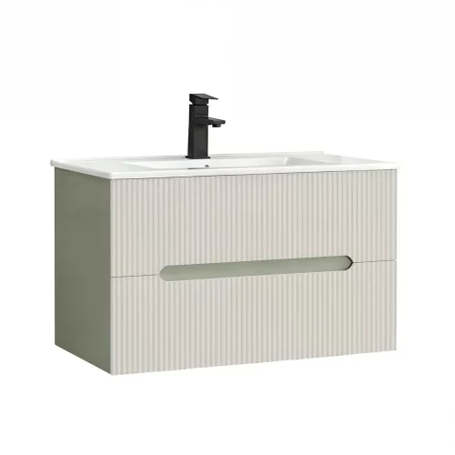 Trent 80 alsó fürdőszobabútor kerámia mosdóval (2 fiókos) olivazöld-fehér