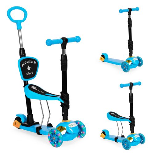 Háromkerekű roller Led kerekekkel 3 az 1-ben kék