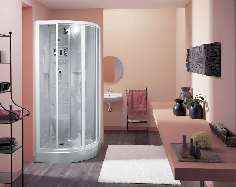Fürdőszoba lakberendezés hátfalas zuhanykabin segítségével