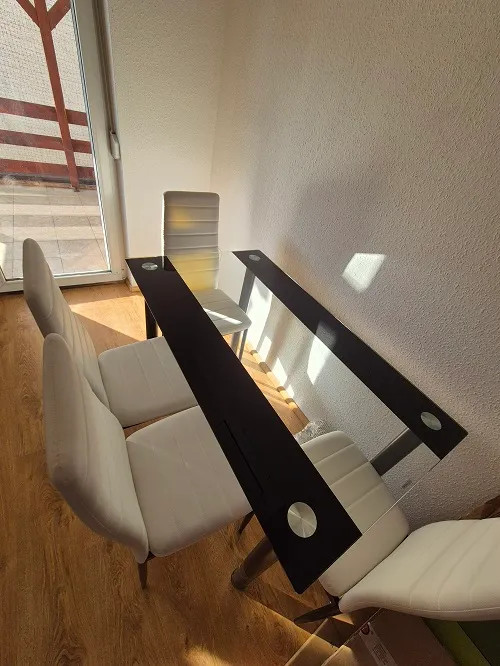 Mezza 4+1 étkező garnitúra fehér-szürke
