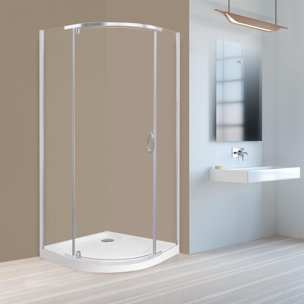 Splash íves zuhanykabin tálcával 79x79x206cm - króm profil, víztiszta üveg