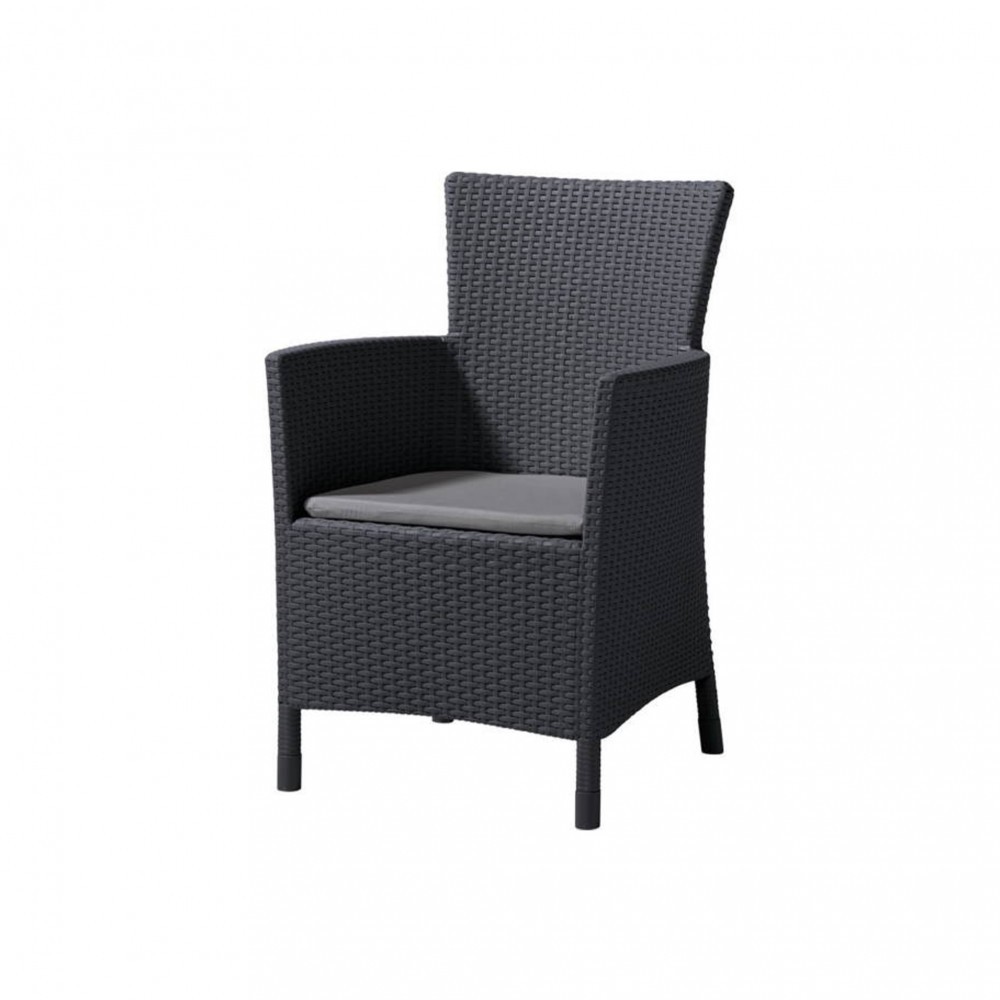 Image of Iowa kerti szék, grafit színben, világos szürke párnával