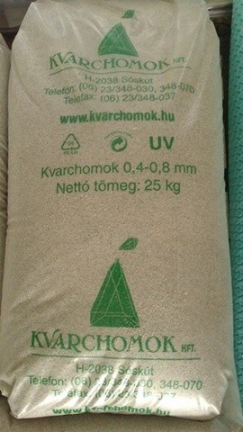 Kvarchomok, 0,4-0,8 mm homokszűrős vízforgatóhoz 25 kg