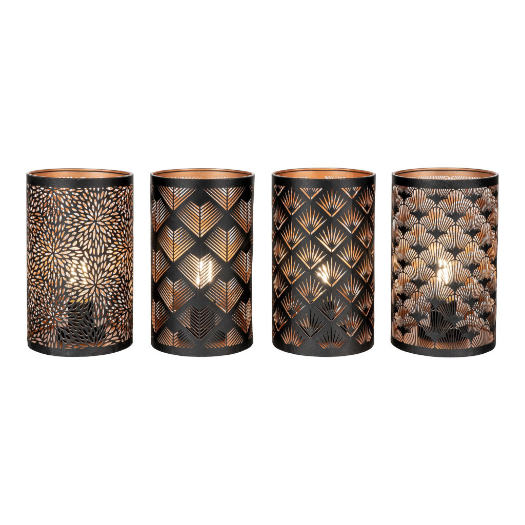 Image of Nata dekorációs LED lámpások, fekete/réz, 60 darabos készlet