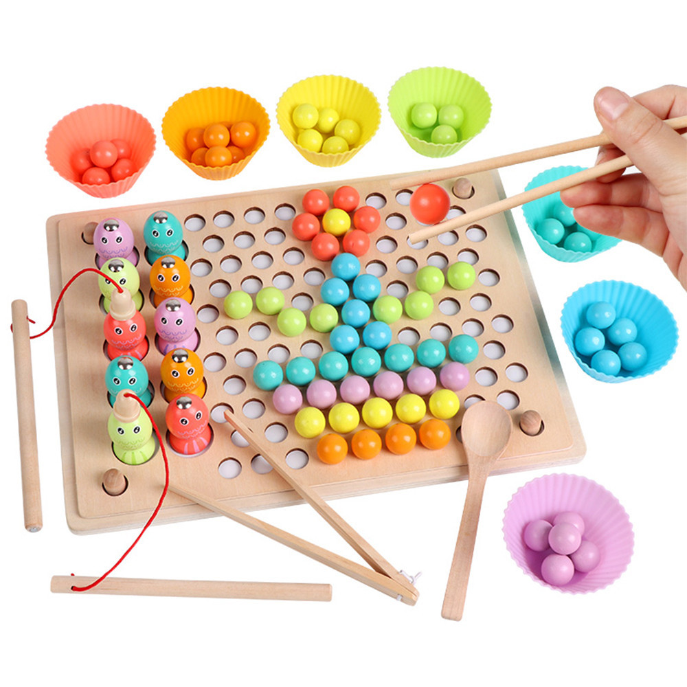 Image of 2 az 1-ben Montessori fajáték horgászás és golyós kirakó