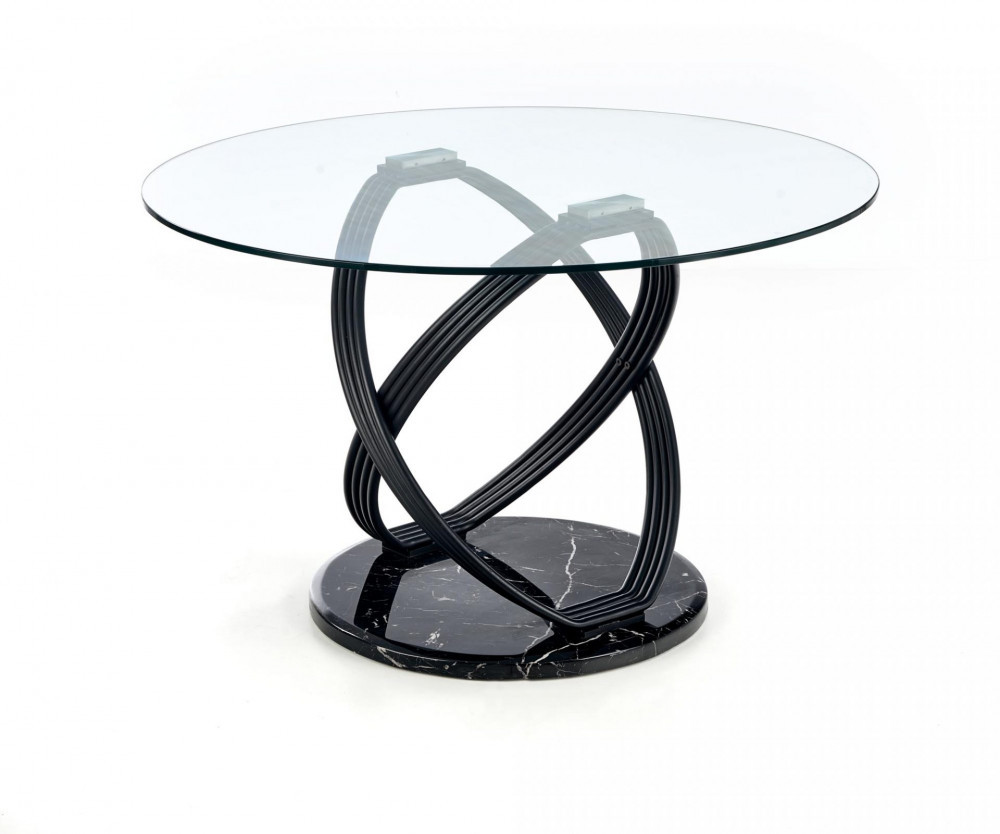 Optico üvegasztal, átlátszó-fekete, 122cm