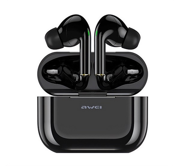 AWEI T29 bluetooth fülhallgató SZTEREO (v5.0, TWS, aktív zajszűrő, vízálló + töltőtok) FEKETE