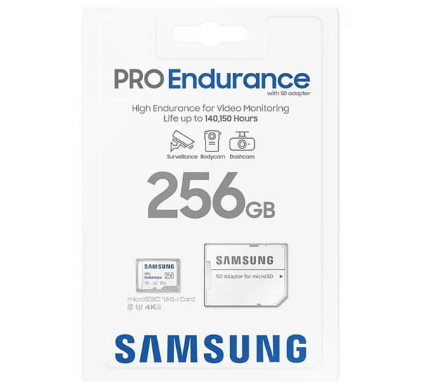 SAMSUNG memóriakártya 256GB (microSDXC PRO Endurance - Class 10, UHS-1) + SD adapter