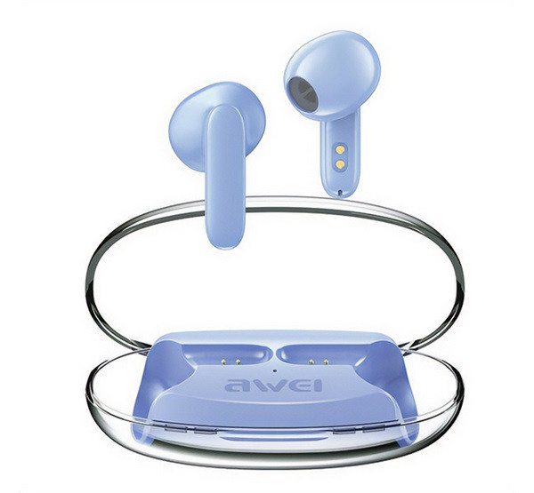 AWEI T85 bluetooth fülhallgató SZTEREO (v5.3, TWS, mikrofon, zajszűrő + töltőtok) VILÁGOSKÉK