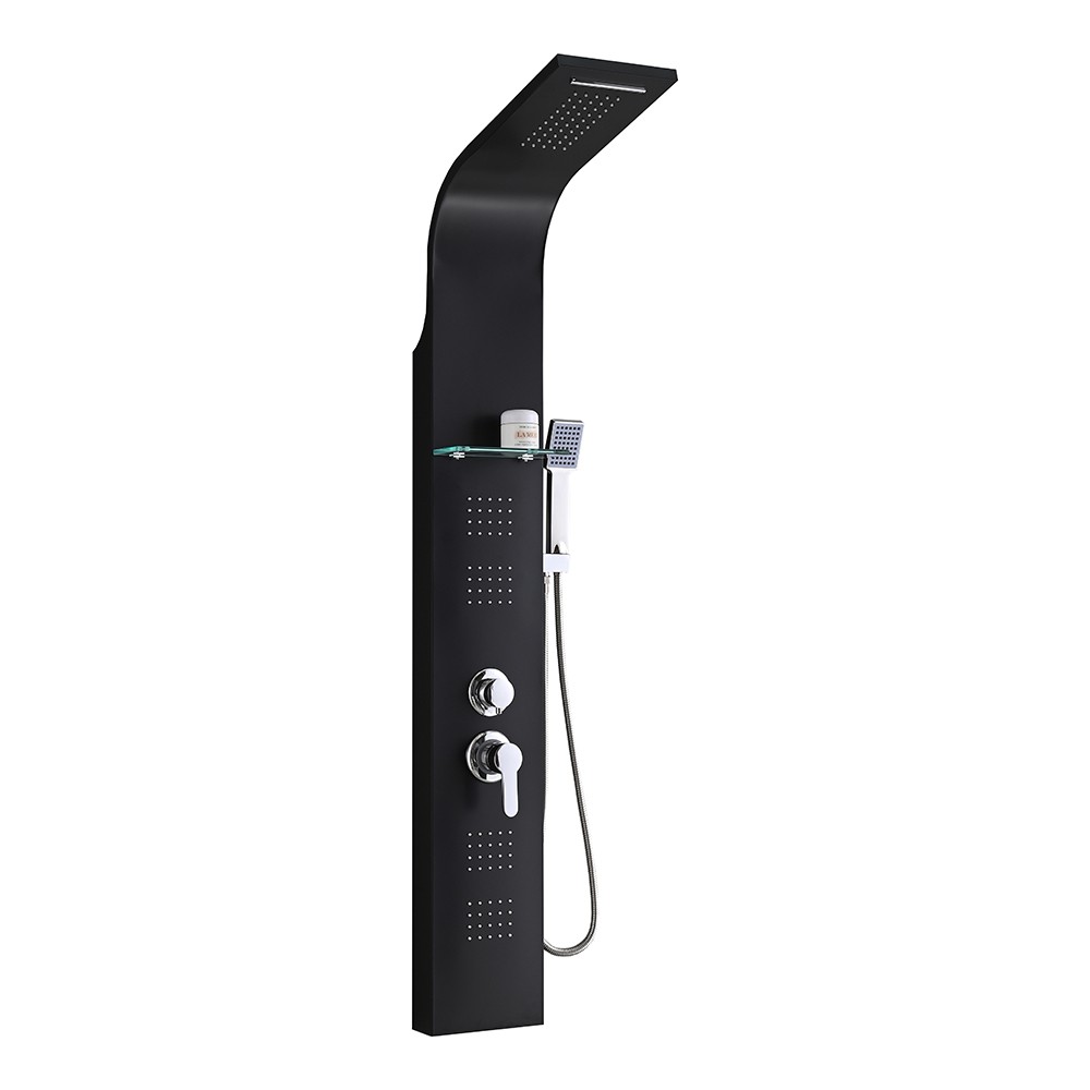 Image of Alegro Black hidromasszázs zuhanypanel, rozsdamentes acél