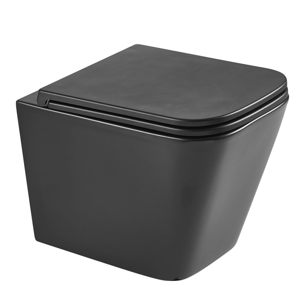 Image of Aurora Black tornado ultracsendes fali rimless WC matt fekete