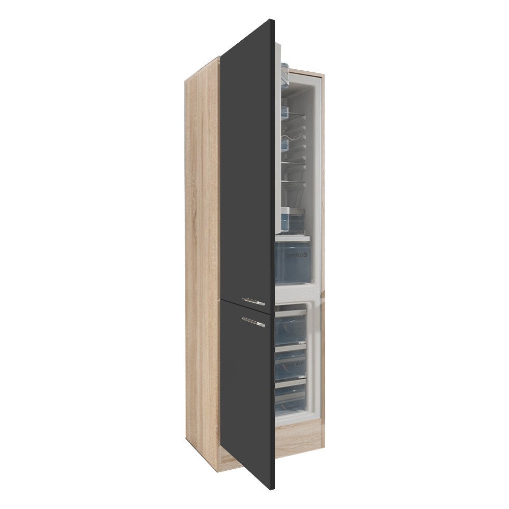 Yorki 60-as alulfagyasztós hűtős kamra szekrény sonoma tölgy korpusz selyemfényű antracit fronttal
